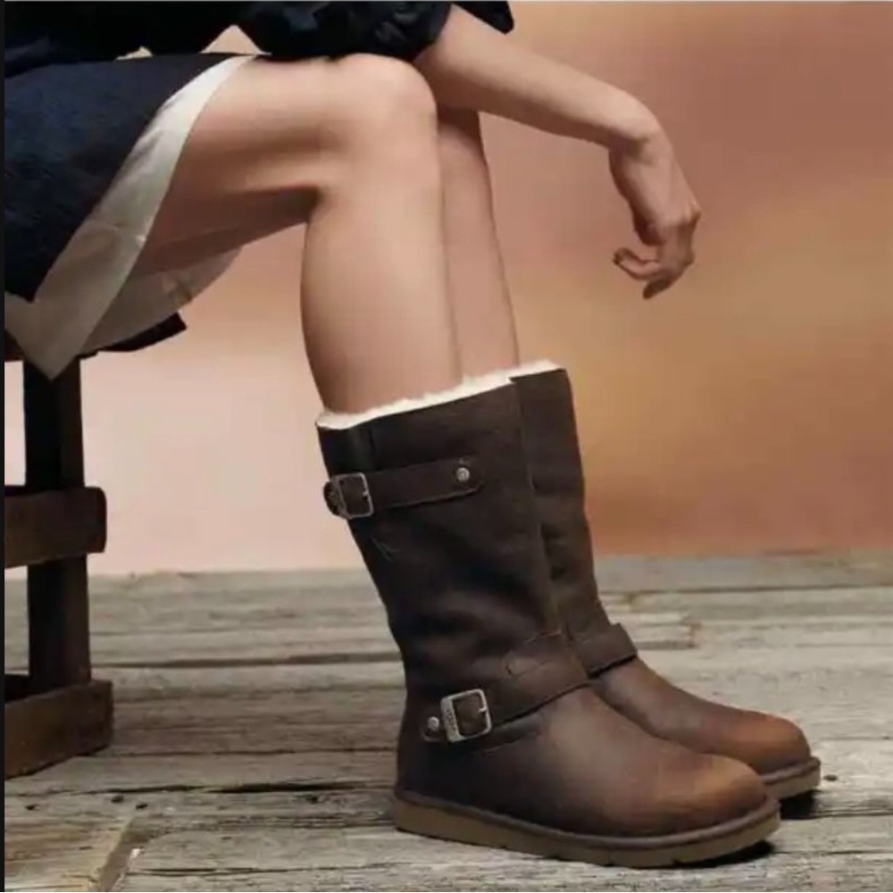 UGG Brown Ankle Boots with Buckle Detail